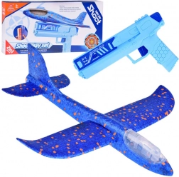 Avion din spumă distractiv cu lumini LED lansat din pistol