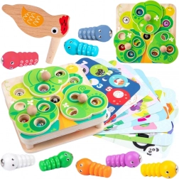 Tooky Toy joc magnetic din lemn 2‑în‑1 cu râme