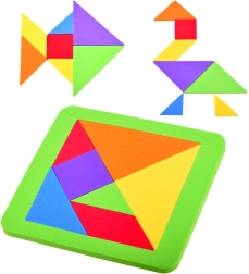 Puzzle tangram din spumă – joc logic colorat
