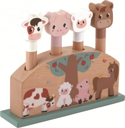 animăluțe săritoare de fermă – jucărie pop-up din lemn pentru cei mici