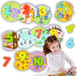 Tooky Toy Montessori puzzle educativ pentru învățarea numerelor