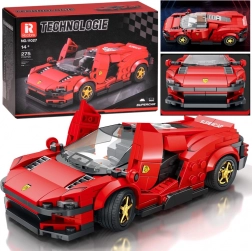 Set de construcție tehnic – supermașină futuristă roșie cu uși rabatabile, 275 piese