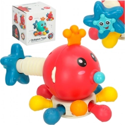 Jucărie senzorială pentru dentiție bebeluși caracatiță Bibi-Inn roșie