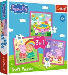 Puzzle 3 în 1 Purcelușa Peppa și prietenii