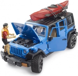 Bruder Jeep Wrangler Rubicon cu caiac și figurină 1:16