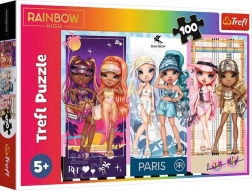 Puzzle 100 piese Rainbow High – păpuși curcubeu