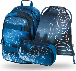 Set școlar BAAGL Skate Steel: rucsac, penar și săculeț