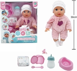 Păpușă 35 cm bea și face pipi Tosia cu accesorii