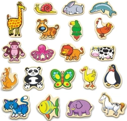Magnete colorate din lemn Animale - set 20 buc
