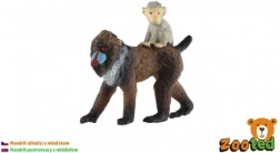 Mandril femelă cu pui – figurină din plastic 6 cm