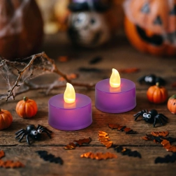Lumânări LED tip pastilă pentru Halloween, mov, 2 buc.