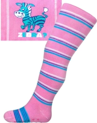 Ciorapi pantalon din bumbac cu ABS New Baby, roz, zebră cu dungi, măr. 104–110