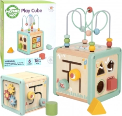 Cub activ din lemn WOOPIE GREEN – sortator educativ multifuncțional