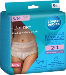 Canpol babies chiloți postpartum de unică folosință cu absorbant integrat 2în1 S/M, 5 buc