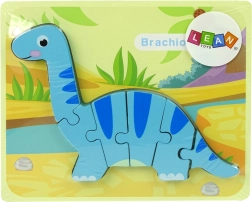 Puzzle din lemn dinozaur brahiosaur albastru