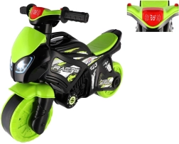 bicicletă de împins pentru copii tip motocicletă, verde‑negru, cu lumină și sunete