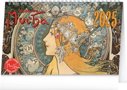 Calendar de birou Alfons Mucha 2025, 23,1 × 14,5 cm