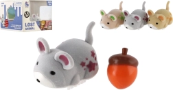 Veveriță interactivă cu ghindă pe baterii, 5 cm, 3 culori