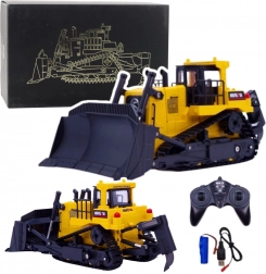 Model metalic al utilajului de construcții HUINA 1:50 – buldozer cu braț de ridicare