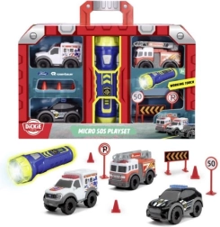 Set SOS micro cu lanternă – mini pompieri, poliție și ambulanță