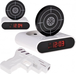Ceas deșteptător cu țintă de tragere și pistol, joc și înregistrare alarmă