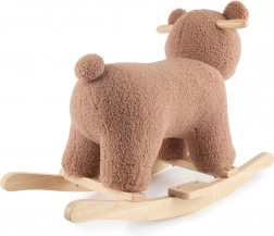 Ursuleț balansoar Bieco Mika din buclé cu bază din lemn