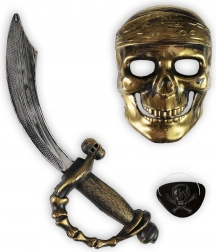 Set costum de pirat cu mască, petic pentru ochi și sabie