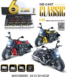 Model metalic de motocicletă 1:12 cu lumină și mecanism pull-back