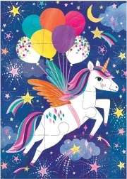 Puzzle cu unicorn cu felicitare
