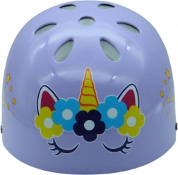 Cască multisport cu motiv de unicorn, mov, mărimea M (55–58 cm)