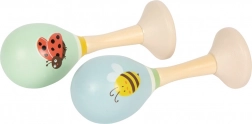 Maracas din lemn Small Foot Albinuță și Buburuză – set 2 buc