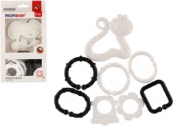 Jucărie mușcătoare animăluț cu pandantive alb-negru