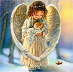 Mozaic cu diamante - îngeraș cu pisicuță