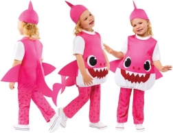 Costum Baby Shark roz pentru copii 3-4 ani