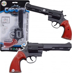 Revolver cu capse negru – jucărie și recuzită cu sunet realist