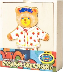 Îmbracă ursulețul – set din lemn cu ținute de asamblat