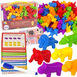 Set educațional Montessori Numărare Animale Colorate 83 buc