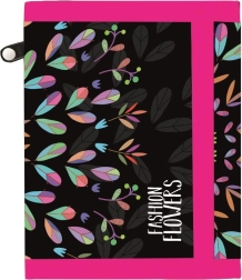 Portofel textil OXY Fashion cu motiv floral și închidere cu arici