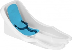 Bob pentru copii cu spătar și centură de siguranță, alb cu șezut albastru