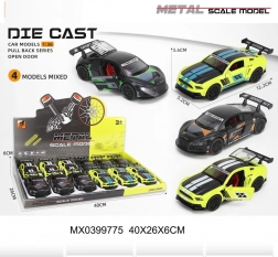 Mașinuță de curse metalică 1:36 cu uși deschise și mecanism pull-back