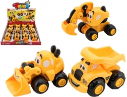 mașinuță de construcții din plastic pentru cei mici, 9 cm, 3 tipuri, rulare liberă, 12 bucăți în cutie