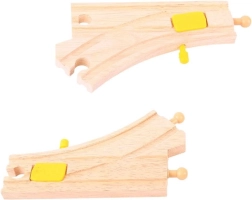 Macaz din Lemn pentru Trasee Feroviare Bigjigs Rail 2 Buc