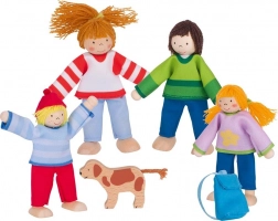 Goki camping în familie – figurine flexibile din lemn pentru căsuță