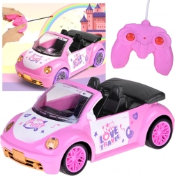 Cabriolet roz pentru păpuși cu telecomandă