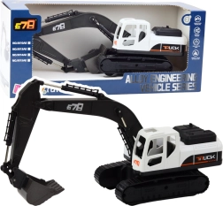 Excavator mare pe șenile cu cupă metalică și articulații mobile