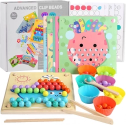 Mozaic educațional Montessori din lemn cu mărgele