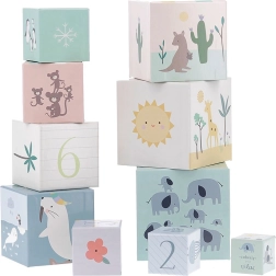 VILAC turn de cuburi stivuibile – animalele lumii și numerele 1–10