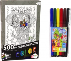 Puzzle de colorat 500 de piese Elefant