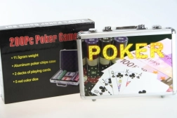 set de poker în servietă din aluminiu, 200 piese