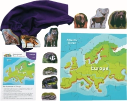 Europa și animalele sale puzzle de lemn